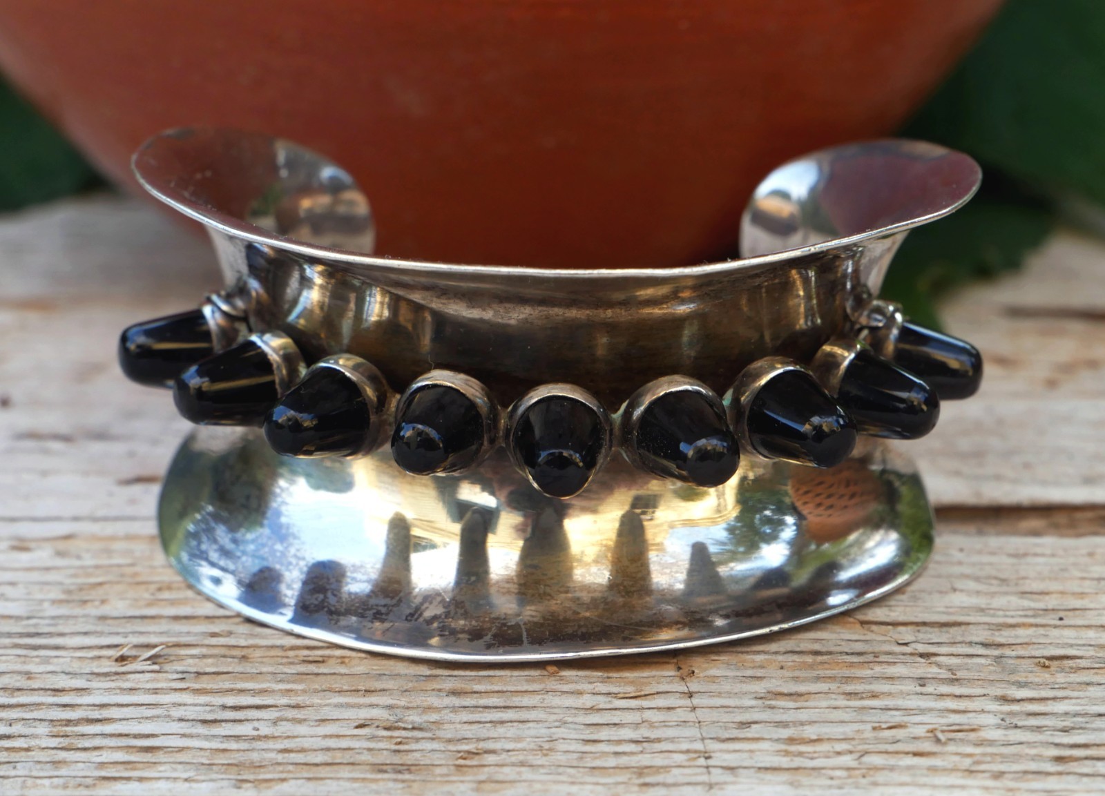 Antonio Pineda Style Cuff Bracelet Vintage Sterling Onyx Bullets Handmade Mexico Antonio Pineda Style Cuff Bracelet Vintage Sterling Onyx Bullets Handmade Mexico