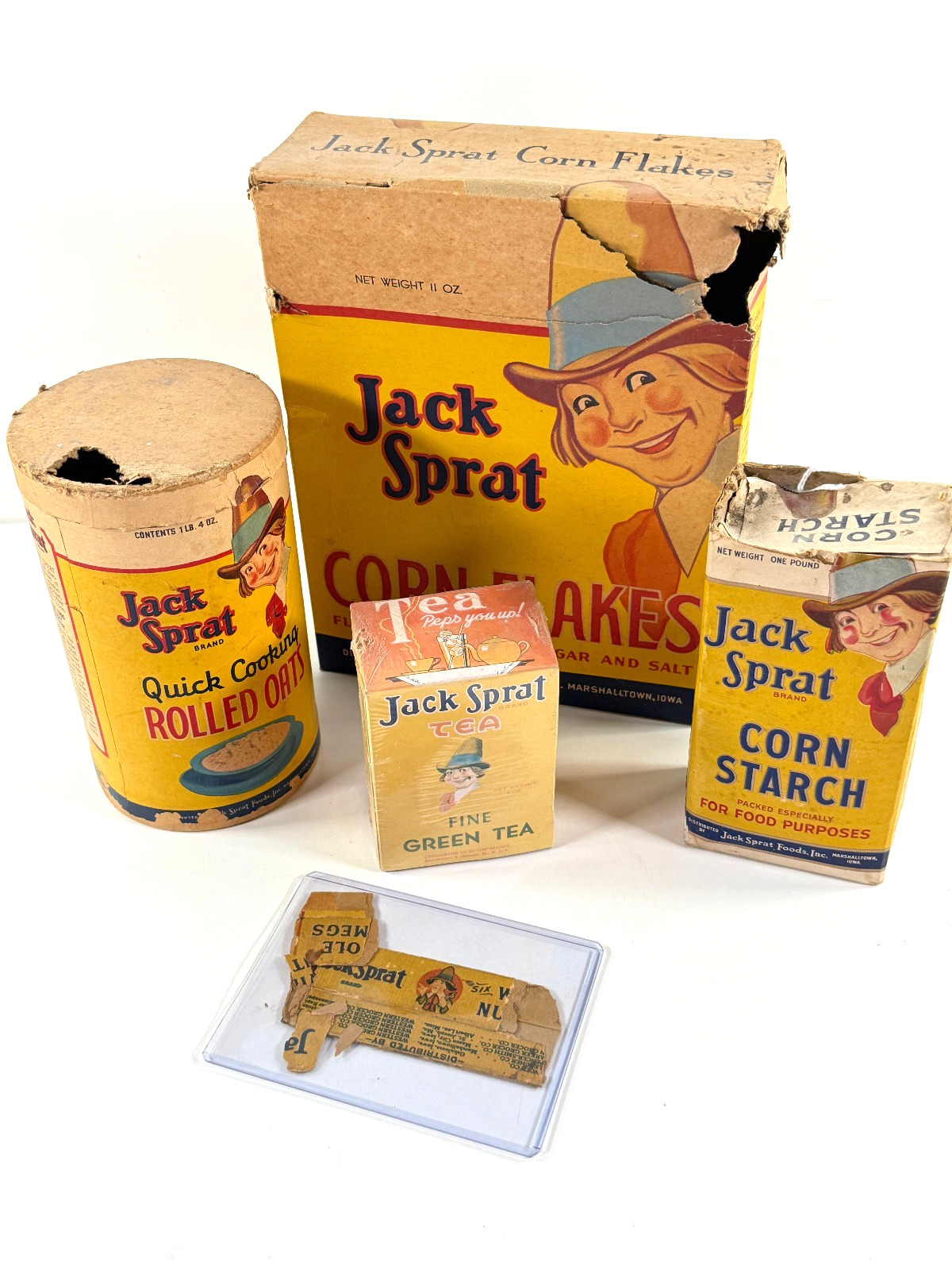 Lot (x5) Jack Sprat Rolled Oats Corn Flakes Starch Green Tea nutmeg boxes Lot (x5) Jack Sprat Rolled Oats Corn Flakes Starch Green Tea nutmeg boxes