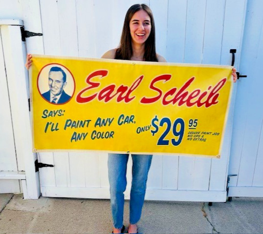 VINTAGE EARL SCHEIB BANNER Auto Paint jobs for $29.95 repro 4 Garage, Man Cave VINTAGE EARL SCHEIB BANNER Auto Paint jobs for $29.95 repro 4 Garage, Man Cave