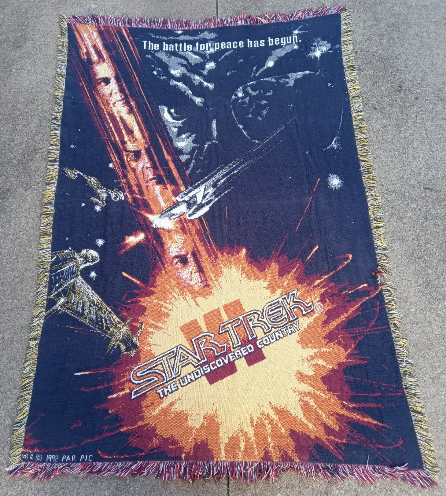 Vintage 1992 STAR TREK VI: Undiscovered Country Tapestry Throw Blanket Tapestry Vintage 1992 STAR TREK VI: Undiscovered Country Tapestry Throw Blanket Tapestry