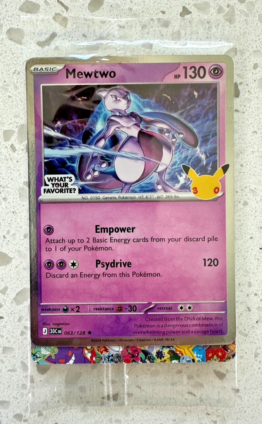 NEW/SEALED Mewtwo Promo with What's Your Favorite? and 30th Stamped NEW/SEALED Mewtwo Promo with What's Your Favorite? and 30th Stamped