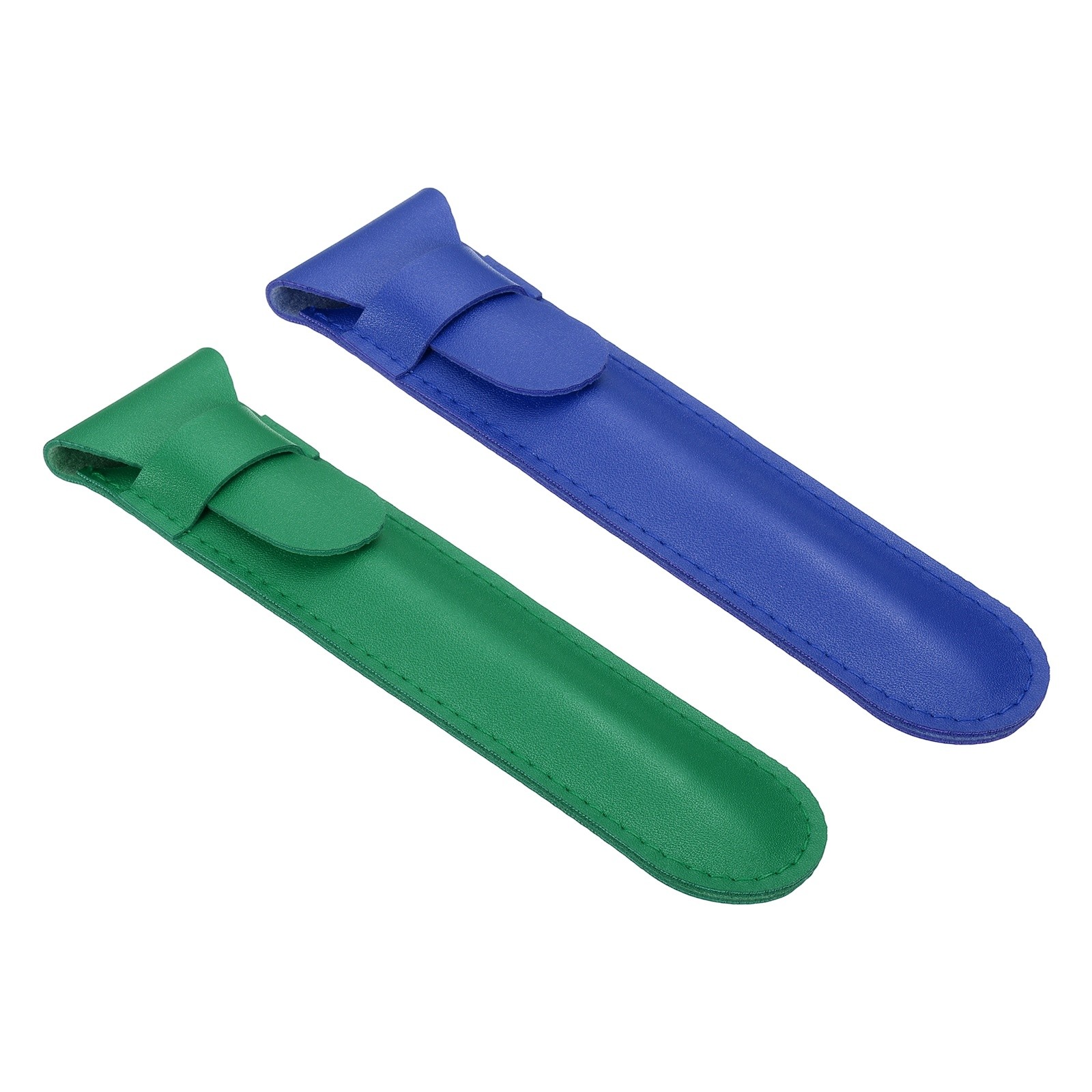 2Pcs Leather Pen Pouch Flip Single Pen Case Holder Green/Blue 2Pcs Leather Pen Pouch Flip Single Pen Case Holder Green/Blue