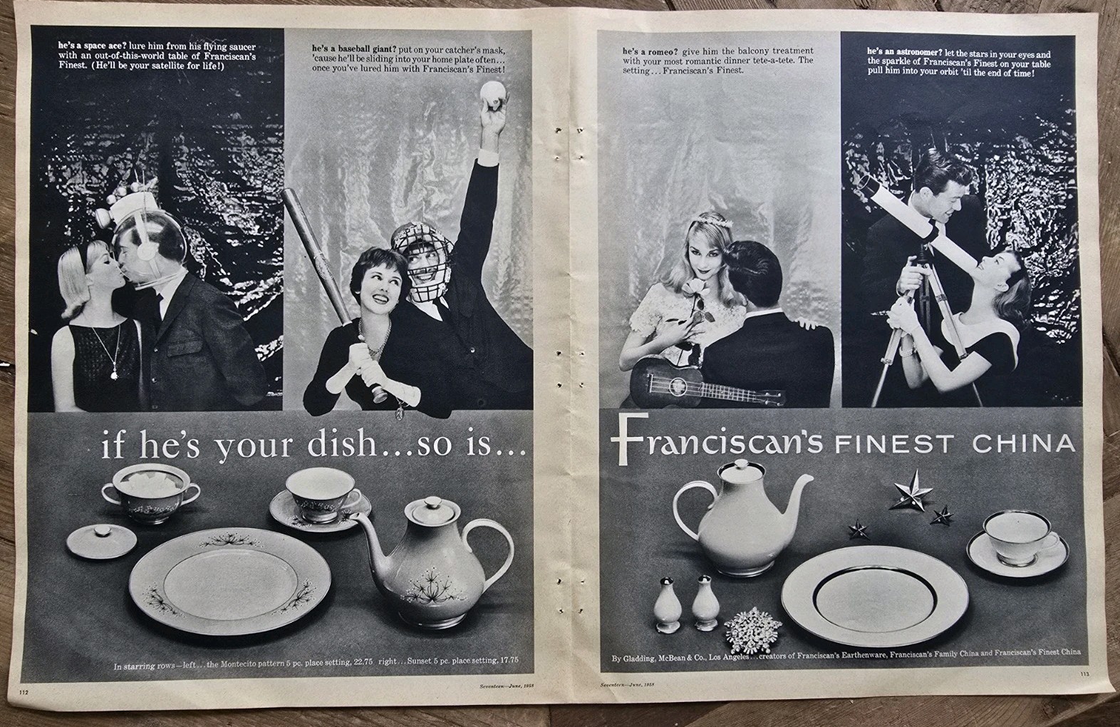 1958 Franciscan China Montecito and Sunset Mid Century Dish vintage Ad 1958 Franciscan China Montecito and Sunset Mid Century Dish vintage Ad