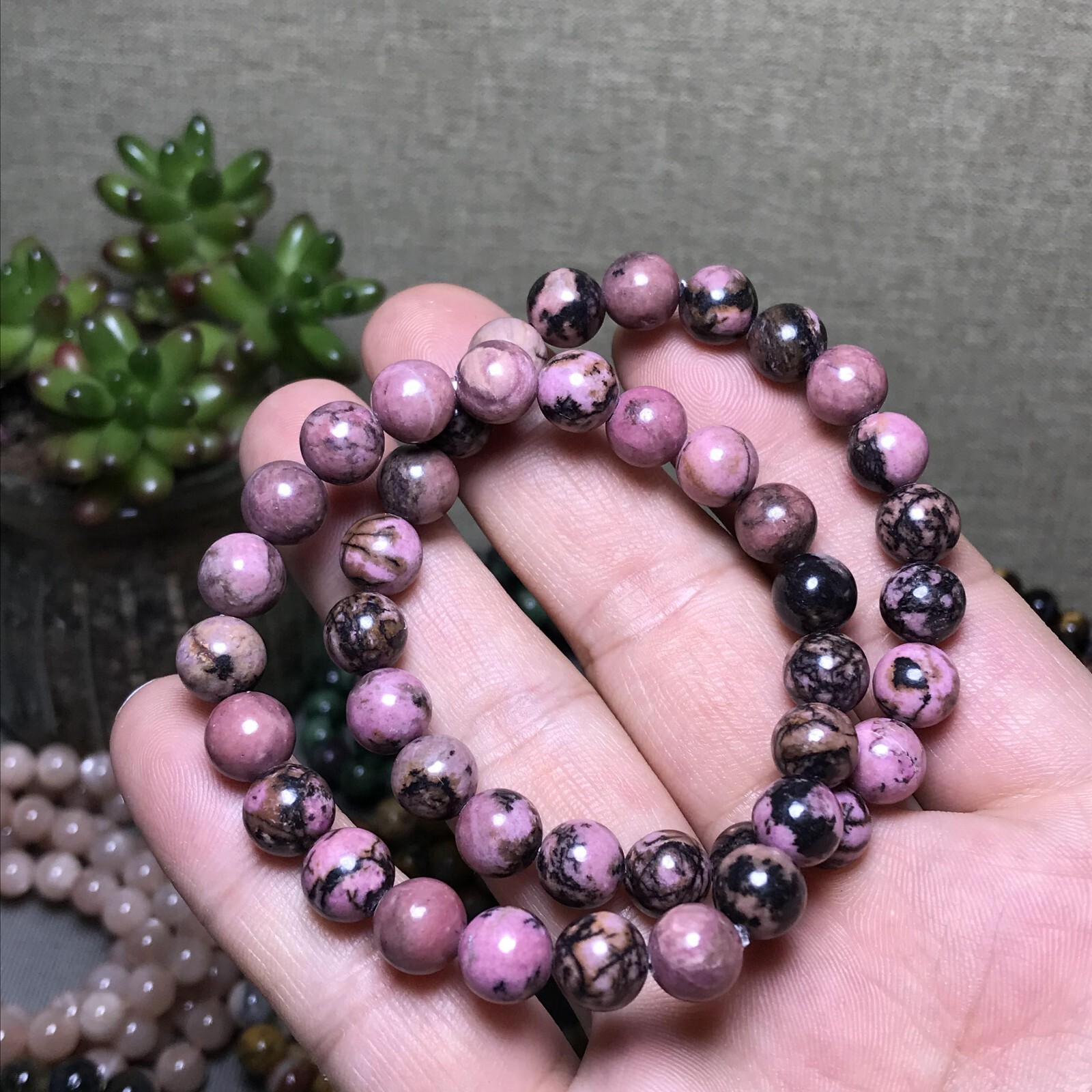 10Pcs Wholesal Natural Polish Red rose stone bracelets Crystal ball 8mm 10Pcs Wholesal Natural Polish Red rose stone bracelets Crystal ball 8mm