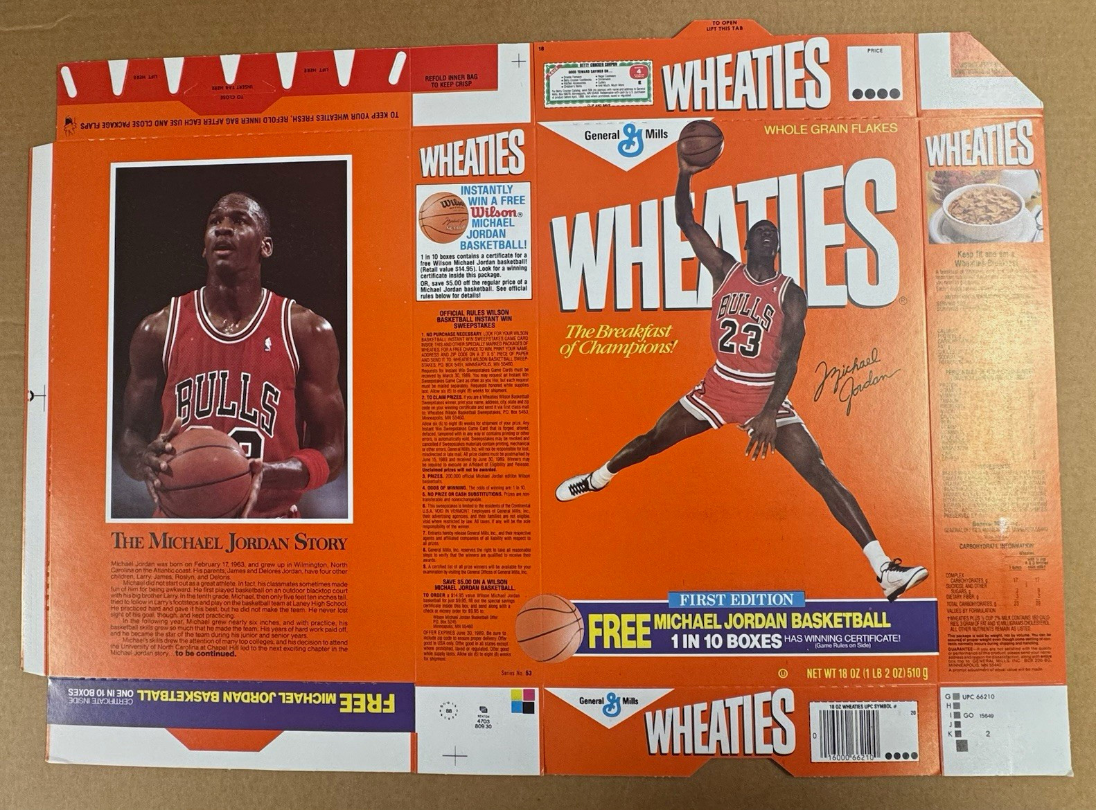 Michael Jordan Wheaties Cereal 1988 First Edition UNBOXED FACTORY ISSUE Michael Jordan Wheaties Cereal 1988 First Edition UNBOXED FACTORY ISSUE