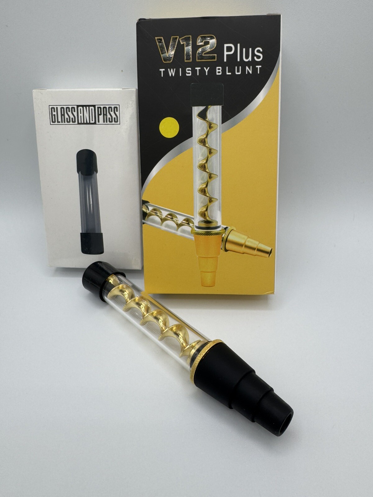 New Glass Blunt Pipe Twisty 7-in-1 Kit with Grinder Cleaning Rod & 3 Glass Tubes New Glass Blunt Pipe Twisty 7-in-1 Kit with Grinder Cleaning Rod & 3 Glass Tubes