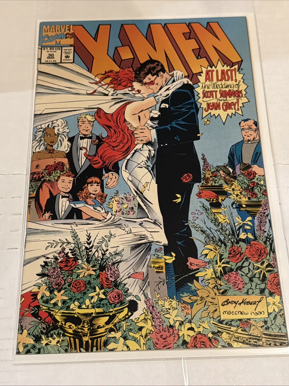 X-Men #30 Wedding Scott Summers & Jean Grey Andy Kubert Wraparound NM w/cards X-Men #30 Wedding Scott Summers & Jean Grey Andy Kubert Wraparound NM w/cards