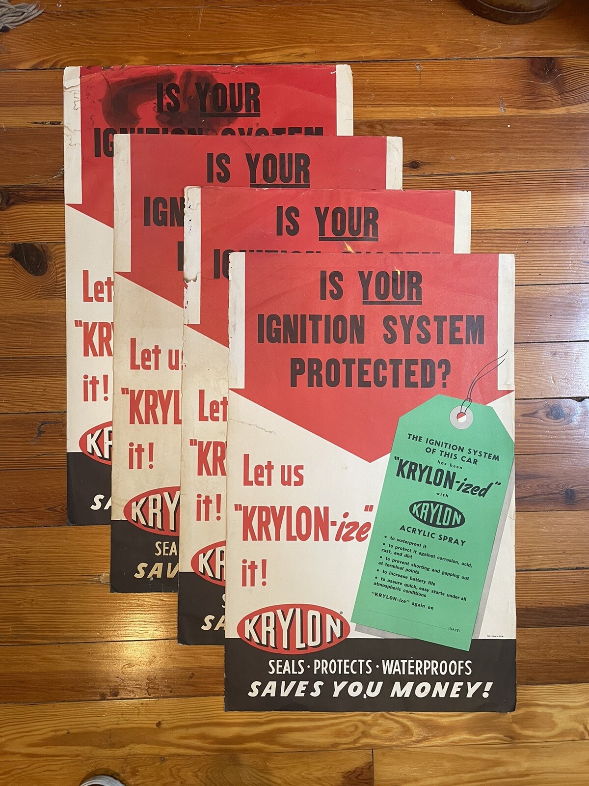 Vintage Krylon Automotive Advertising Poster LOT 4 Posters Included
