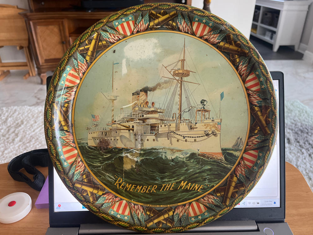 Remember the Main Tin Serving Tray - Exceptional Condition