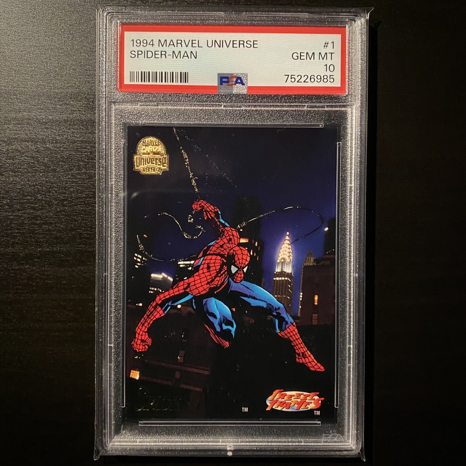 1994 Marvel Universe Spider-Man Freeze Frames #1 PSA 10 Pop 3 1994 Marvel Universe Spider-Man Freeze Frames #1 PSA 10 Pop 3