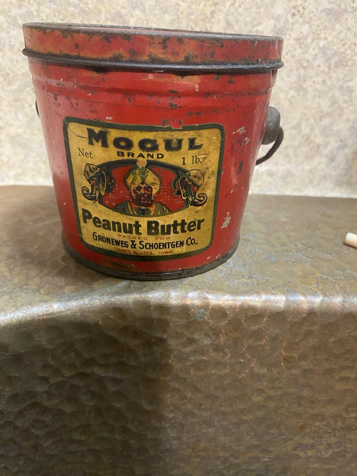 Vintage Mogul Peanut Butter Tin Pail 1920s-30s. GRONENEG & SCHOENTGEN CO Vintage Mogul Peanut Butter Tin Pail 1920s-30s. GRONENEG & SCHOENTGEN CO