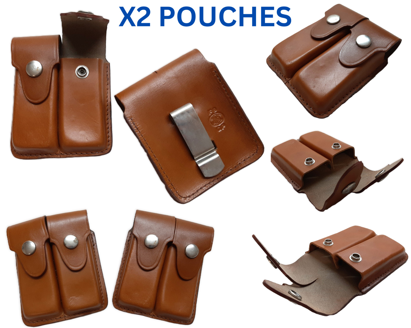 FN Ammo Pouches Leather U.S F9 GP Magazine Clip / Belt Clip Twin Mag Holders X2 FN Ammo Pouches Leather U.S F9 GP Magazine Clip / Belt Clip Twin Mag Holders X2