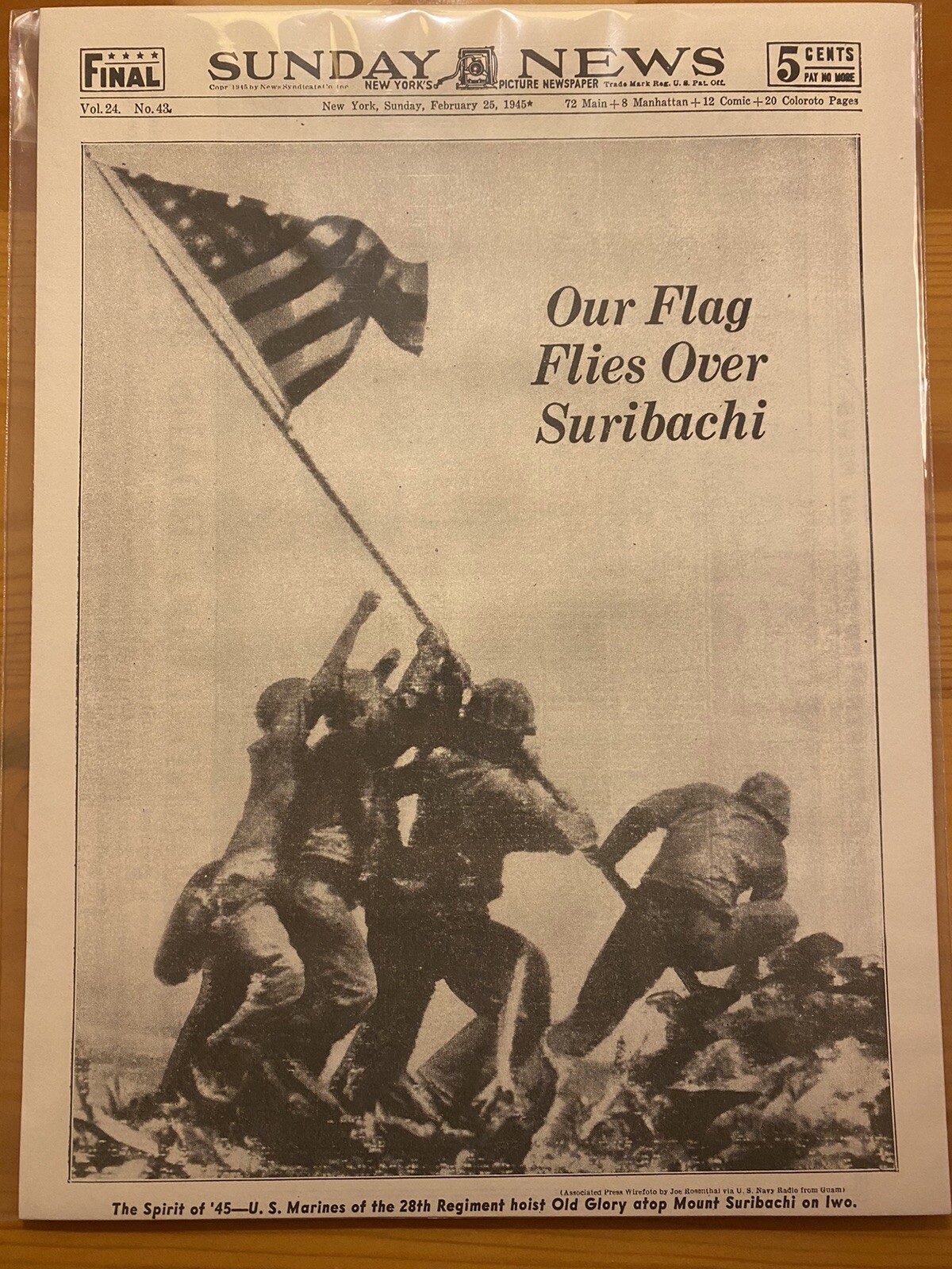 VINTAGE NEWSPAPER HEADLINE ~WORLD WAR 2 SURIBACHI IWO JIMA JAPAN FLAG WWII 1945 VINTAGE NEWSPAPER HEADLINE ~WORLD WAR 2 SURIBACHI IWO JIMA JAPAN FLAG WWII 1945