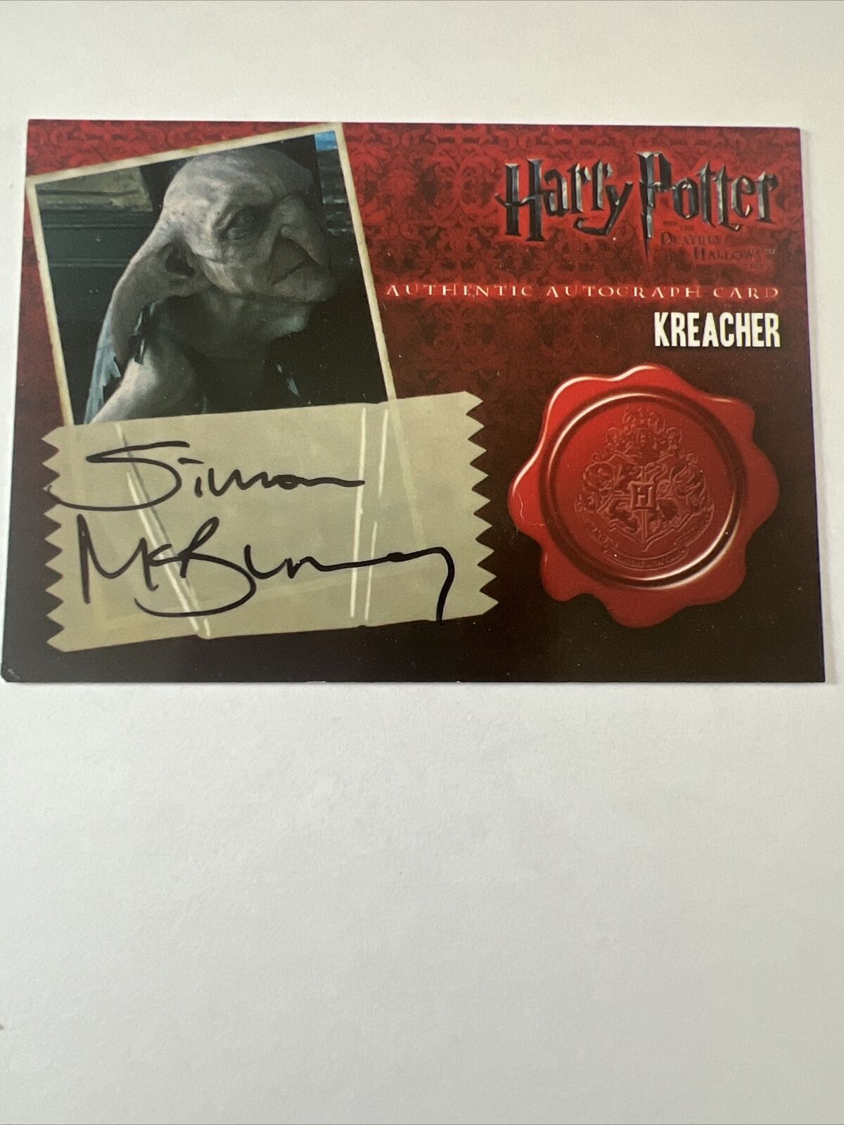 harry potter  authentic autograph card Simon Mcburney As The Voice Of Kreacher.