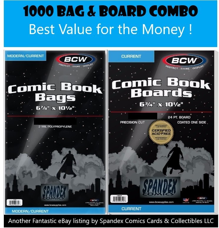 1000  BCW 2Mil Current Modern Poly Bags & Comic Boards Acid Free Storage Combo