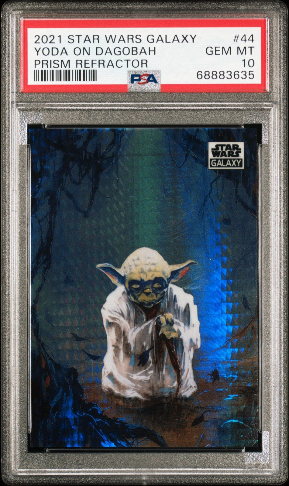 Yoda on Dagobah - 2021 Topps Chrome Star Wars Galaxy #44 Prism Refractor /75 Yoda on Dagobah - 2021 Topps Chrome Star Wars Galaxy #44 Prism Refractor /75