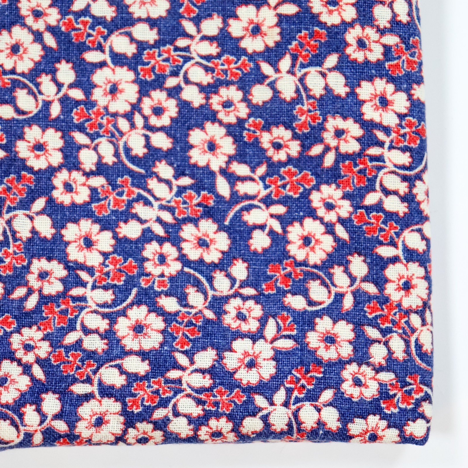 Vintage Feedsack Fabric Old Floursack 1940s Blue Red White Flowers 14x30 Vintage Feedsack Fabric Old Floursack 1940s Blue Red White Flowers 14x30