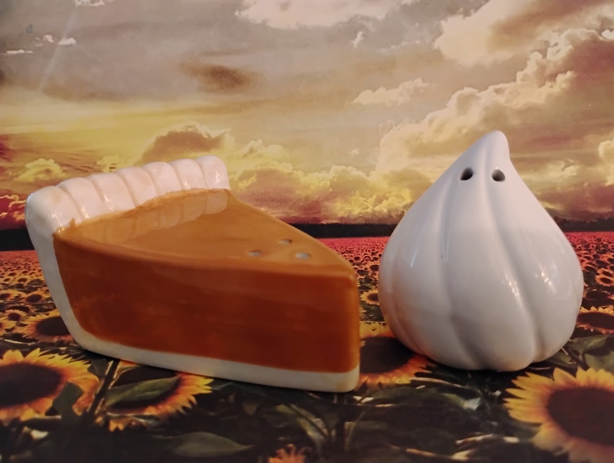 SALT AND PEPPER SHAKERS - PUMPKIN PIE & COOL WHIP - THANKSGIVING DINNER DECOR SALT AND PEPPER SHAKERS - PUMPKIN PIE & COOL WHIP - THANKSGIVING DINNER DECOR