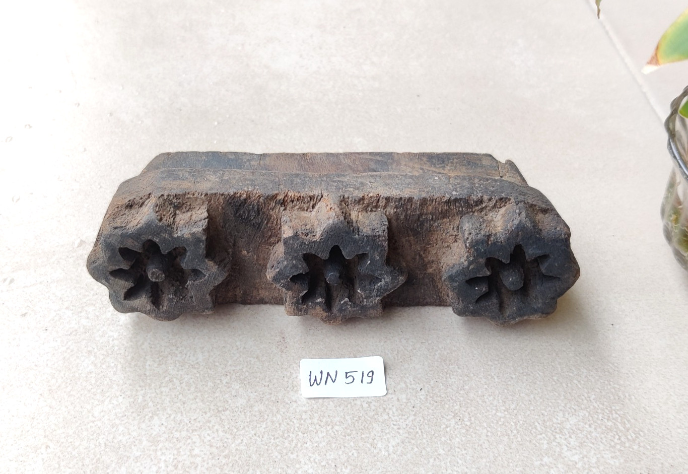 Vintage Wooden Hand Carved Textile Printing Block Unique Decor Craft Tool Retro Vintage Wooden Hand Carved Textile Printing Block Unique Decor Craft Tool Retro