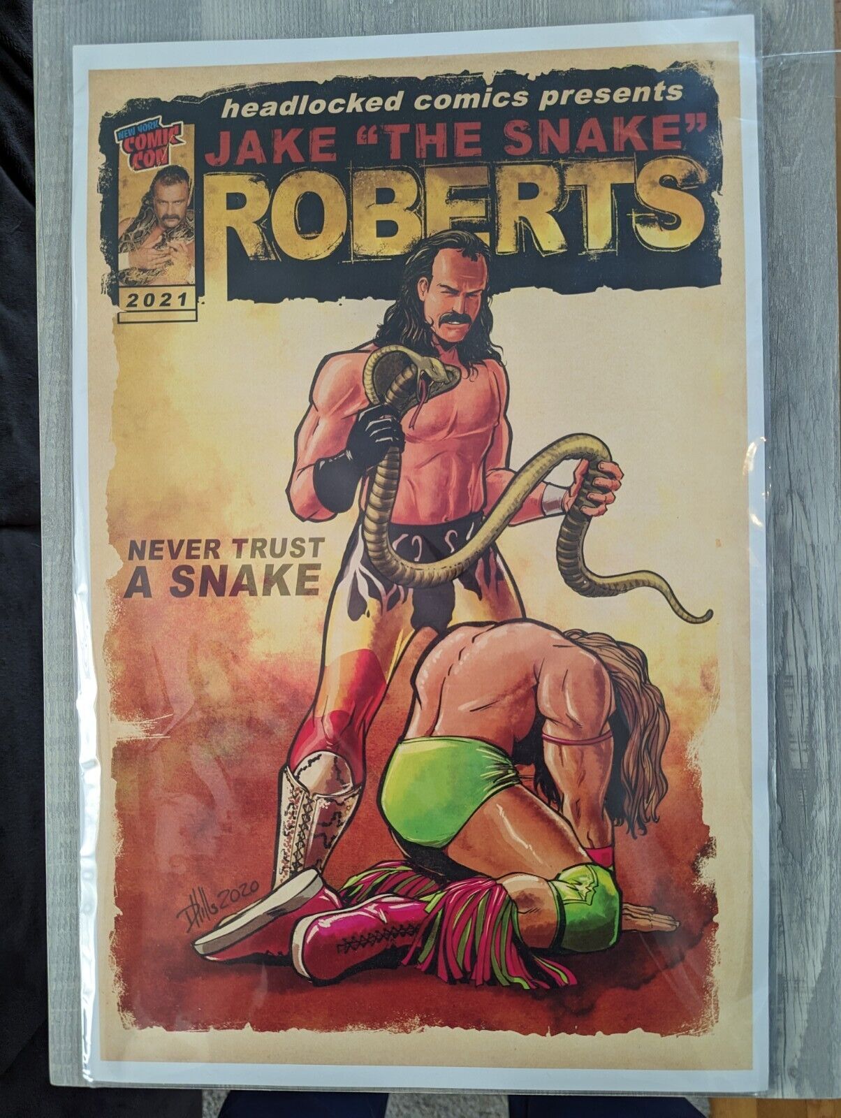 Jake The Snake Roberts - NY Comic Con 2021 Exclusive Poster - 11 x 17 - WWE WWF