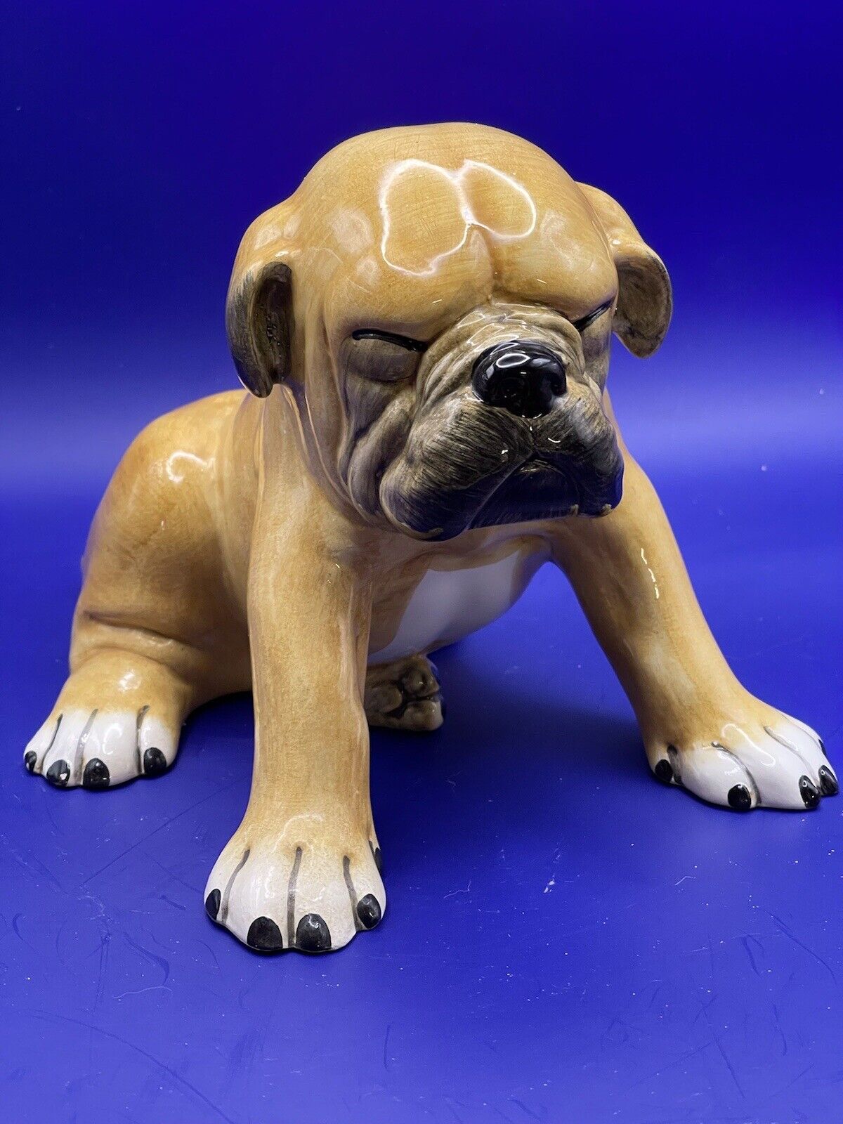 VTG. ESTATE FIND: Italy Ronzan Ceramic Boxer Puppy Hand-painted Signed Exc. Cond