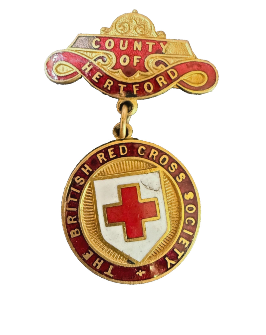 Antique WWl Nursing Badge British Red Cross Society Hertford J.R. Gaunt London Antique WWl Nursing Badge British Red Cross Society Hertford J.R. Gaunt London