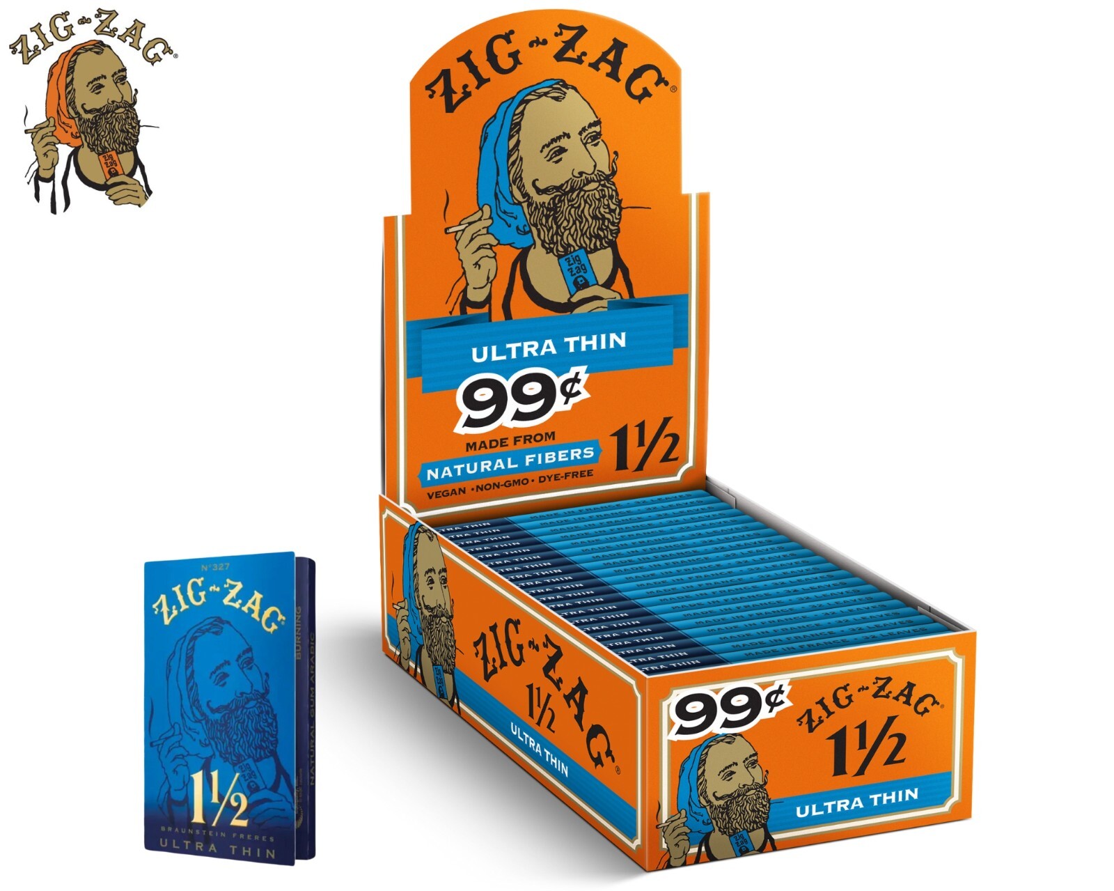 ZIG-ZAG Rolling Papers Ultra Thin Blue  1 1/2 Size (24-Pack) Pre-Priced $0.99