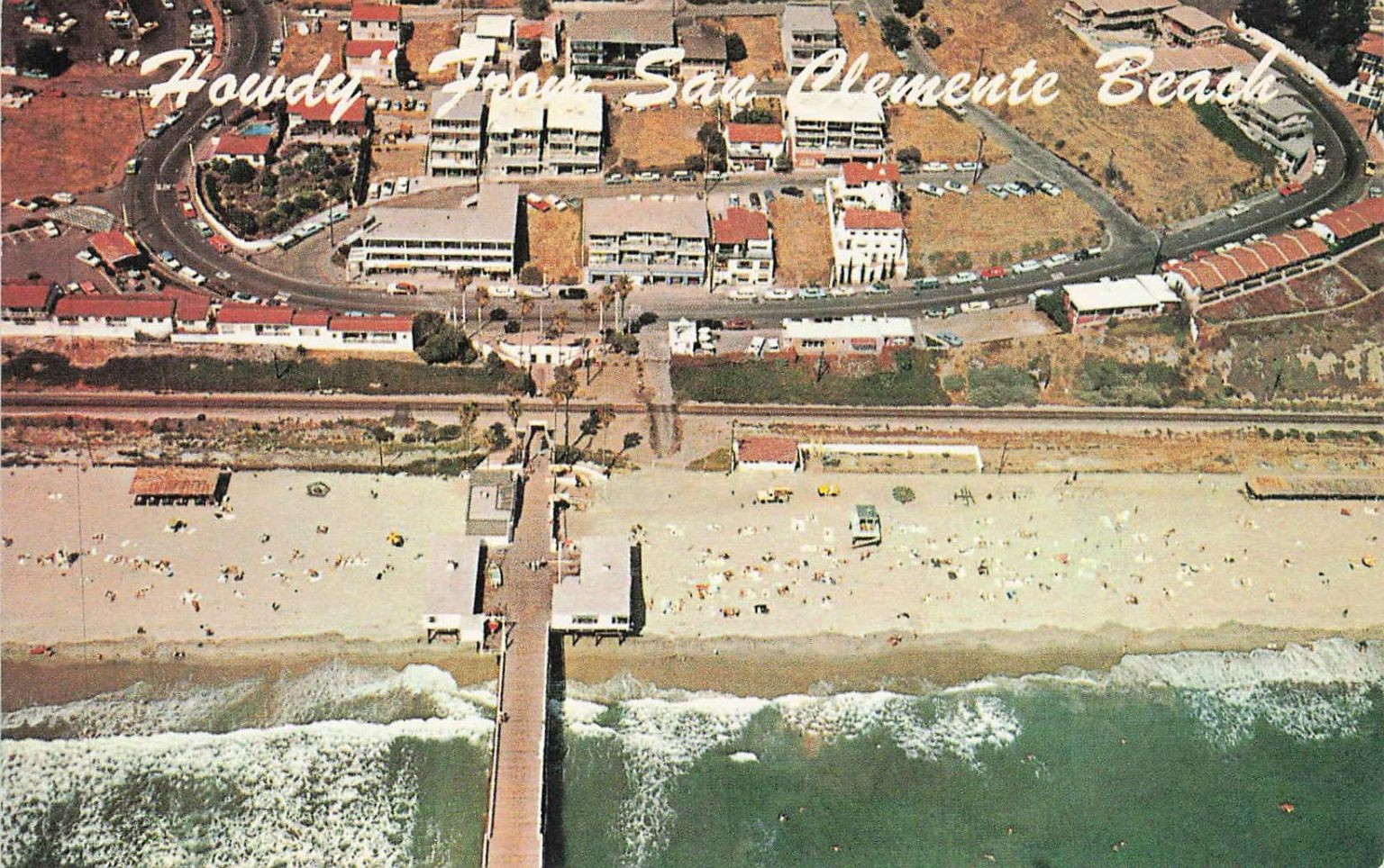 Vintage San Clemente Beach CA Aerial View Pier Chrome Postcard Vintage San Clemente Beach CA Aerial View Pier Chrome Postcard