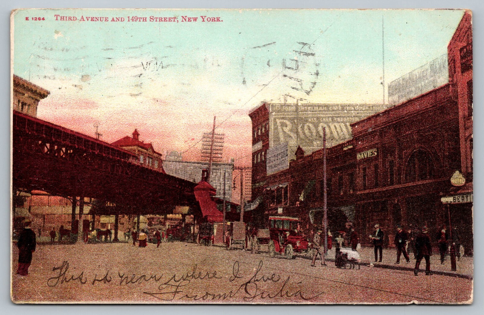 Postcard Third Avenue & 149 St New York City c 1909 Street View Old Cars Harlem Postcard Third Avenue & 149 St New York City c 1909 Street View Old Cars Harlem