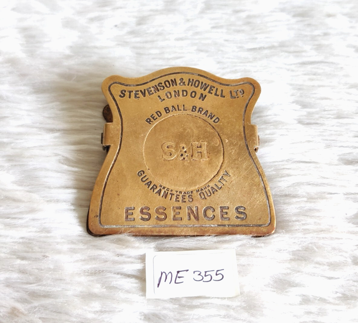 Antique Stevenson & Howell Essences Advertising Paper Clip Brass Red Ball Brand Antique Stevenson & Howell Essences Advertising Paper Clip Brass Red Ball Brand