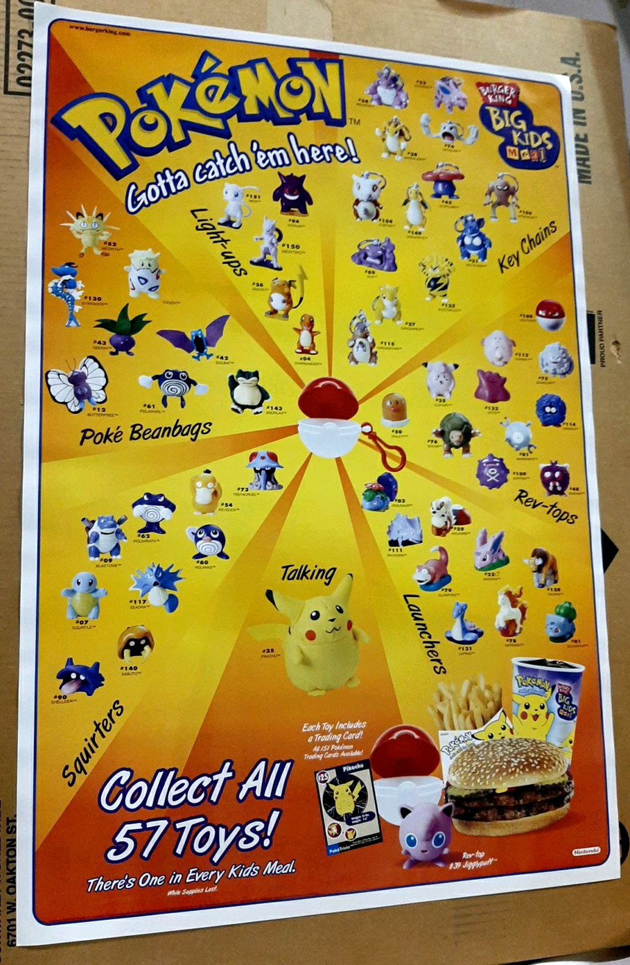 TWO-PACK ORIGINAL 1999 BURGER KING POKEMON POSTERS- BRAND NEW TWO-PACK ORIGINAL 1999 BURGER KING POKEMON POSTERS- BRAND NEW