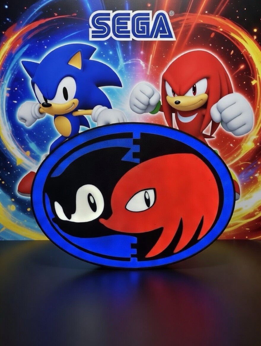 Sonic And Knuckles Light Up LED Neon Sign - Sega Classic Video Game Atari Sonic And Knuckles Light Up LED Neon Sign - Sega Classic Video Game Atari