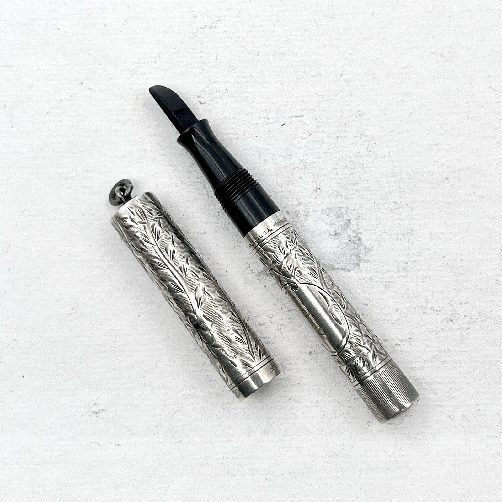 VTG Waterman 452 1/2V Ring Top Fountain Pen Sterling Silver Floral No Nib AS IS VTG Waterman 452 1/2V Ring Top Fountain Pen Sterling Silver Floral No Nib AS IS