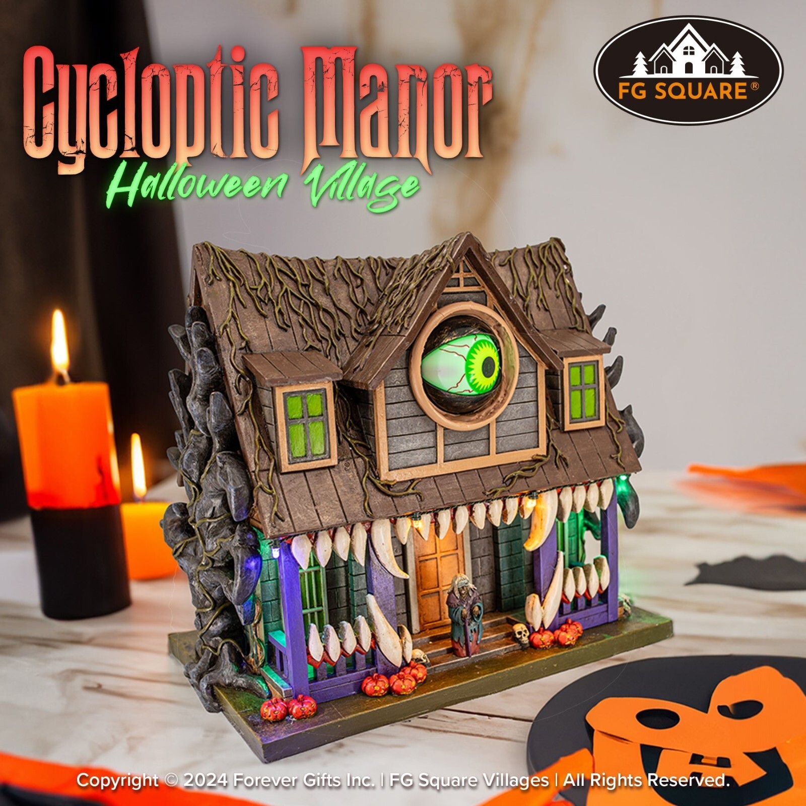 FG Square Cycloptic Manor All Seeing Eye Spooky Halloween Village Decor 10x7x12" FG Square Cycloptic Manor All Seeing Eye Spooky Halloween Village Decor 10x7x12"