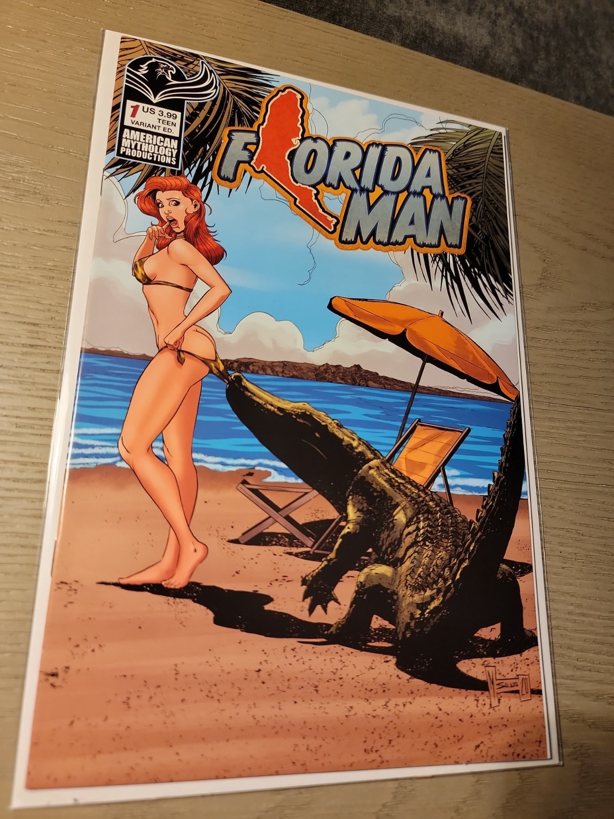 FLORIDA MAN #1 COPPERTONE HOMAGE MARCELO SALAZA 2022 American Mythology Comic FLORIDA MAN #1 COPPERTONE HOMAGE MARCELO SALAZA 2022 American Mythology Comic