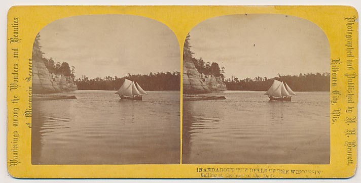WISCONSIN DELLS SV - Sailboat at Head of Dells - HH Bennett 1880s WISCONSIN DELLS SV - Sailboat at Head of Dells - HH Bennett 1880s