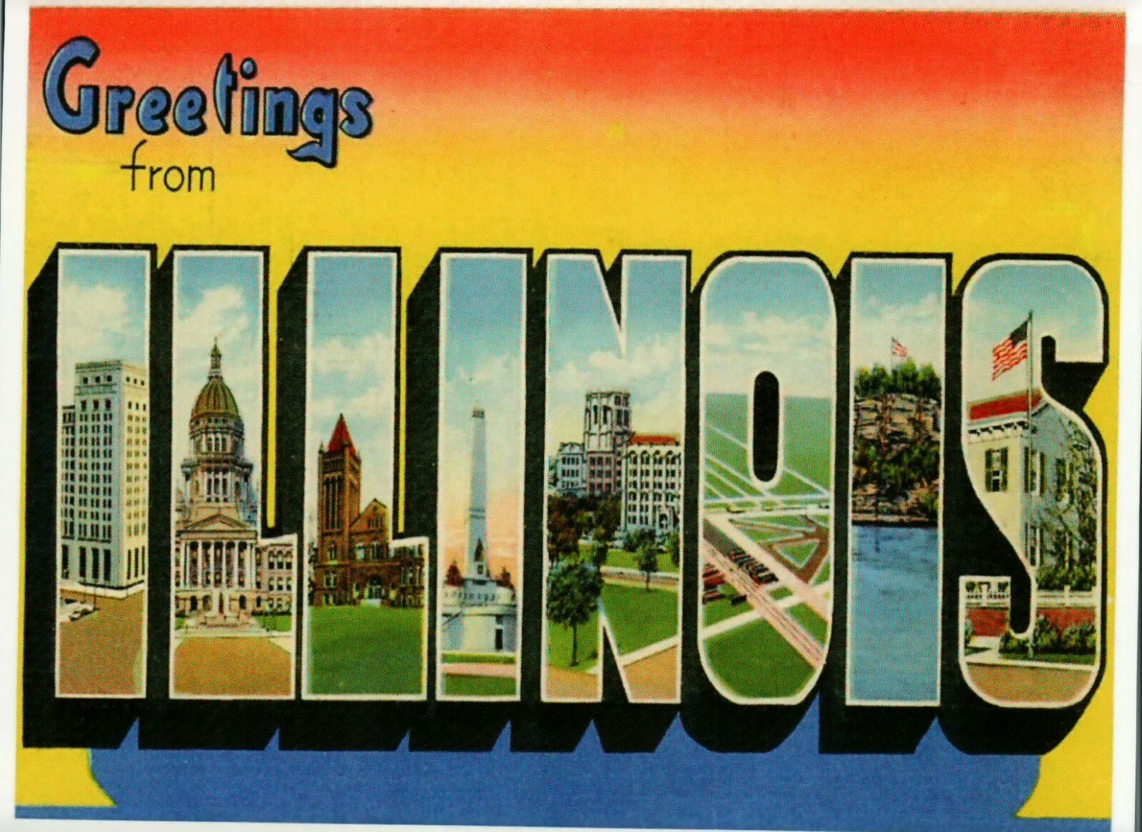 *Illinois Postcard-"Greetings From Illinois"...- {*TW-1} *Illinois Postcard-"Greetings From Illinois"...- {*TW-1}