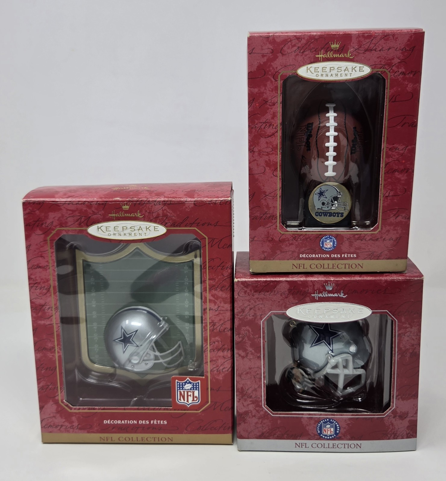 VINTAGE DALLAS COWBOY HALLMARK ORNAMENTS (Lot of 3) GUC