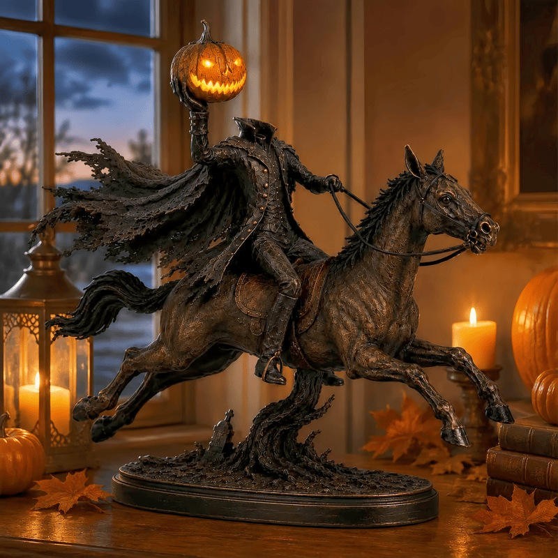 Lighted Headless Horseman Statue LED Pumpkin Sleepy Hollow Halloween Prop Lighted Headless Horseman Statue LED Pumpkin Sleepy Hollow Halloween Prop