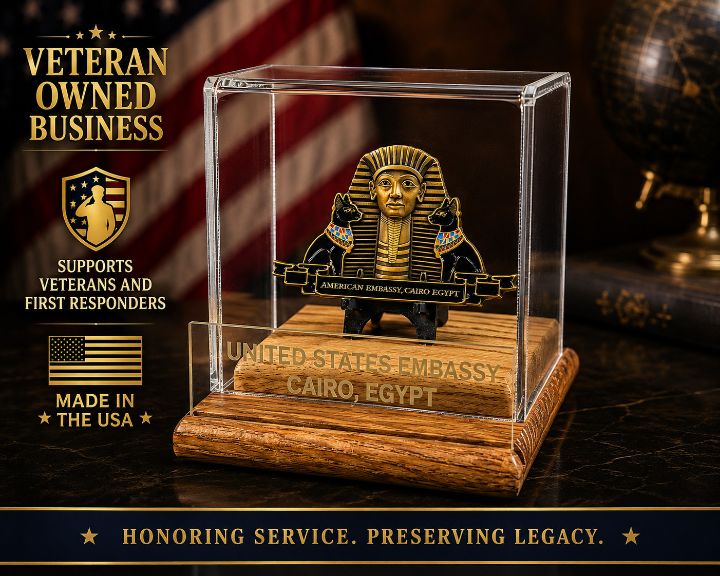 U.S. Embassy Cairo Egypt Challenge Coin Display Case b-91 U.S. Embassy Cairo Egypt Challenge Coin Display Case b-91