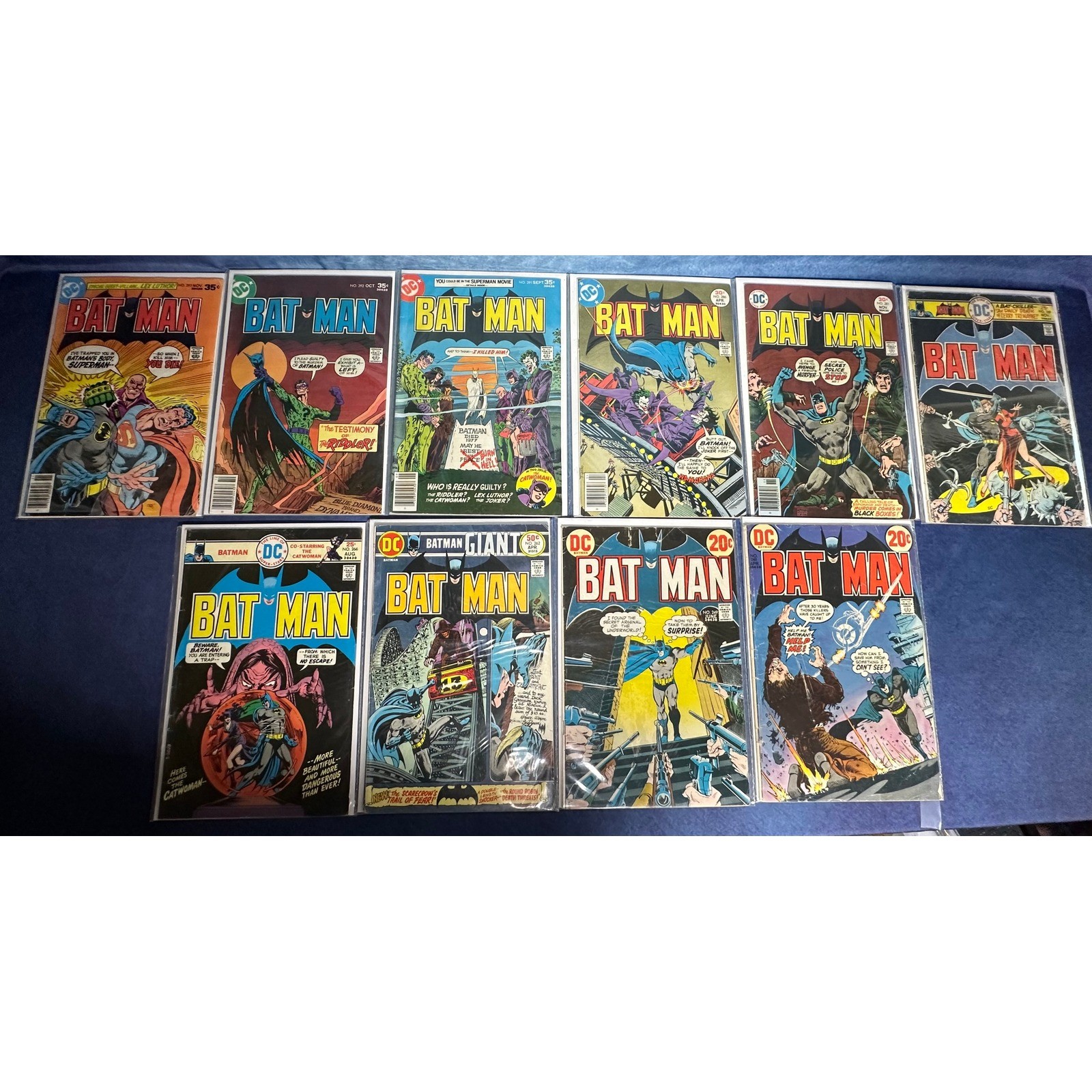 Lot of 10 Batman Comics 1970s DC #'s: 248 249 262 266 269 281 286 291 292 293