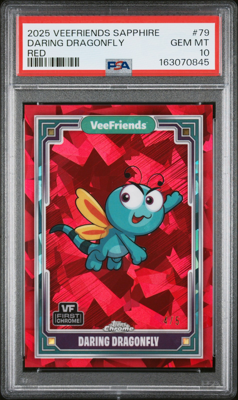 2025 TOPPS CHROME VEEFRIENDS SAPPHIRE EDITION RED DARING DRAGONFLY 4/5 PSA 10 2025 TOPPS CHROME VEEFRIENDS SAPPHIRE EDITION RED DARING DRAGONFLY 4/5 PSA 10