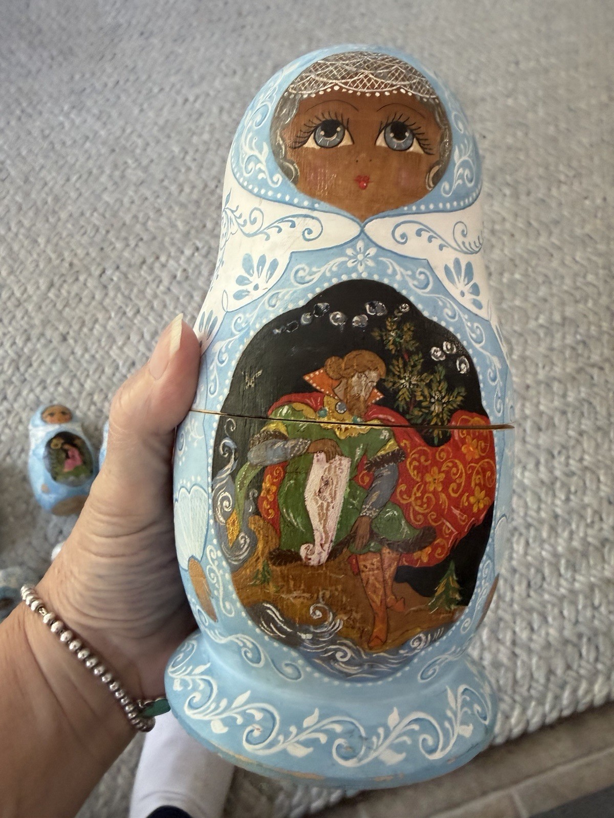 Vintage 1992 Russian Nesting Dolls 9 PC Servieg Posad Matryoshka Fairytales