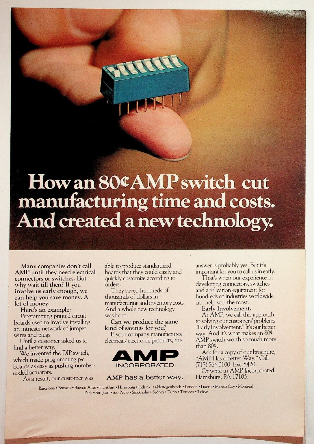 AMP Incorporated 1979 Original Print Advertisement 8 x 11 Electrical Switch