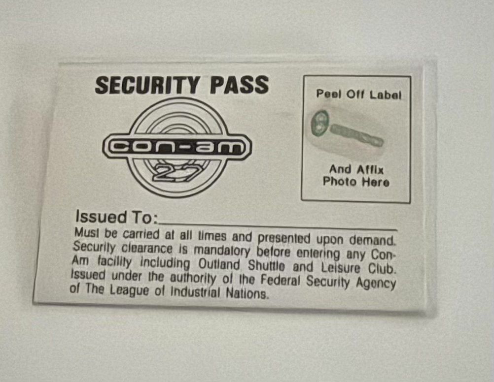 VINTAGE OUTLAND MOVIE 1981 PROMO CON-AM 27 SECURITY BADGE PIN SEAN CONNERY VINTAGE OUTLAND MOVIE 1981 PROMO CON-AM 27 SECURITY BADGE PIN SEAN CONNERY