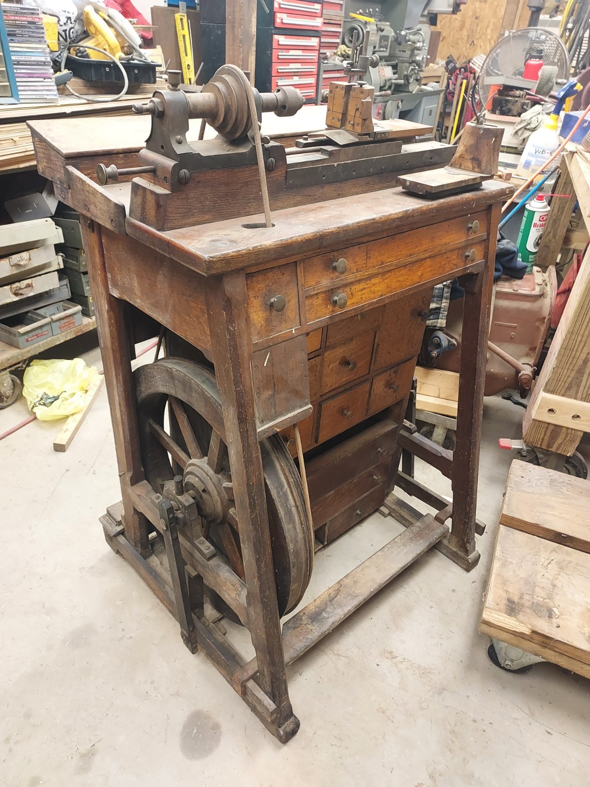 RARE Antique 1800s Sauter Co Treadle Lathe Baltimore Treadle works Rare Find RARE Antique 1800s Sauter Co Treadle Lathe Baltimore Treadle works Rare Find