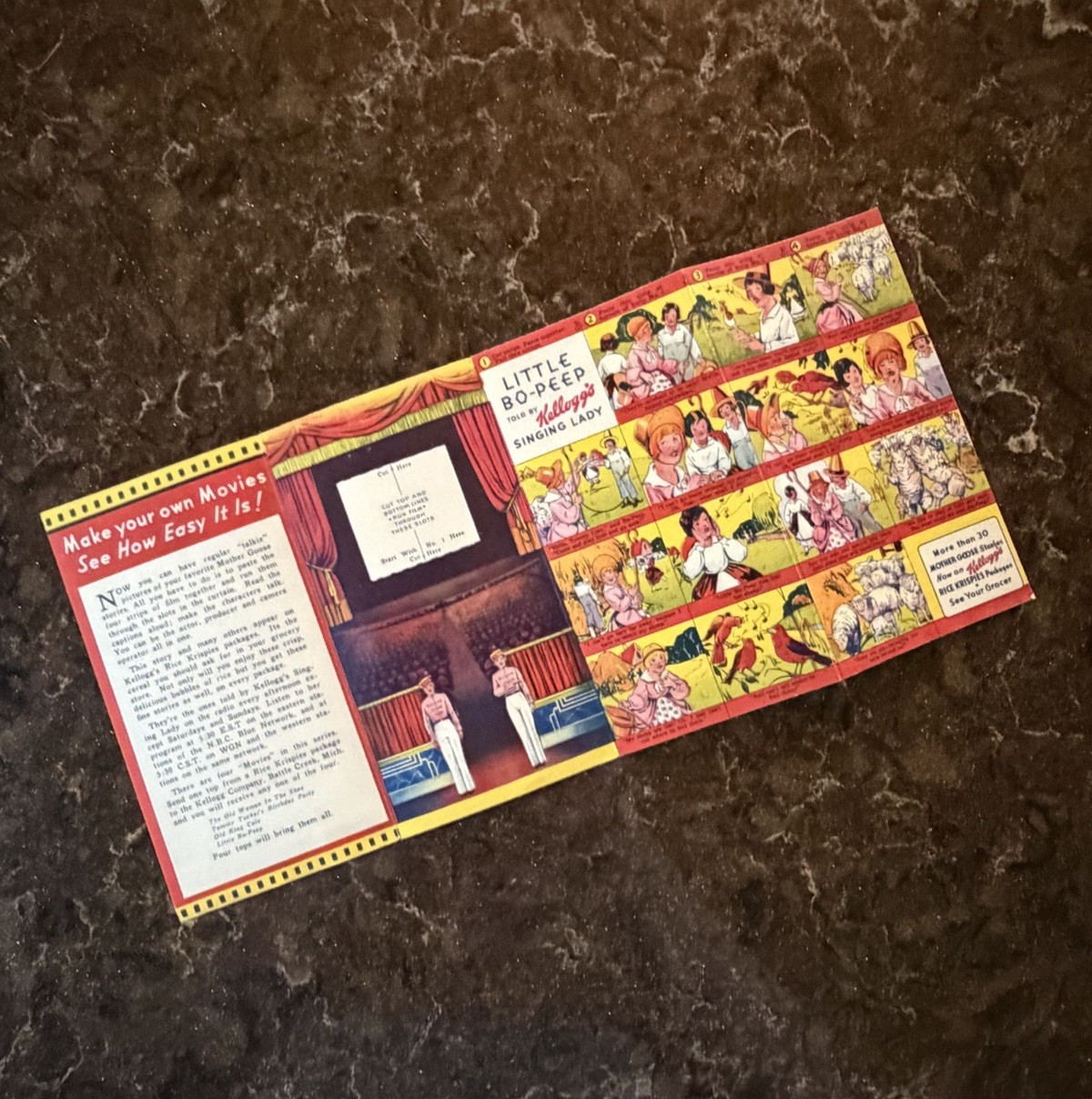 Vintage 1935 Kellogg's Cereal FILM FUN Premium Little Bo Peep UNCUT Vernon Grant Vintage 1935 Kellogg's Cereal FILM FUN Premium Little Bo Peep UNCUT Vernon Grant