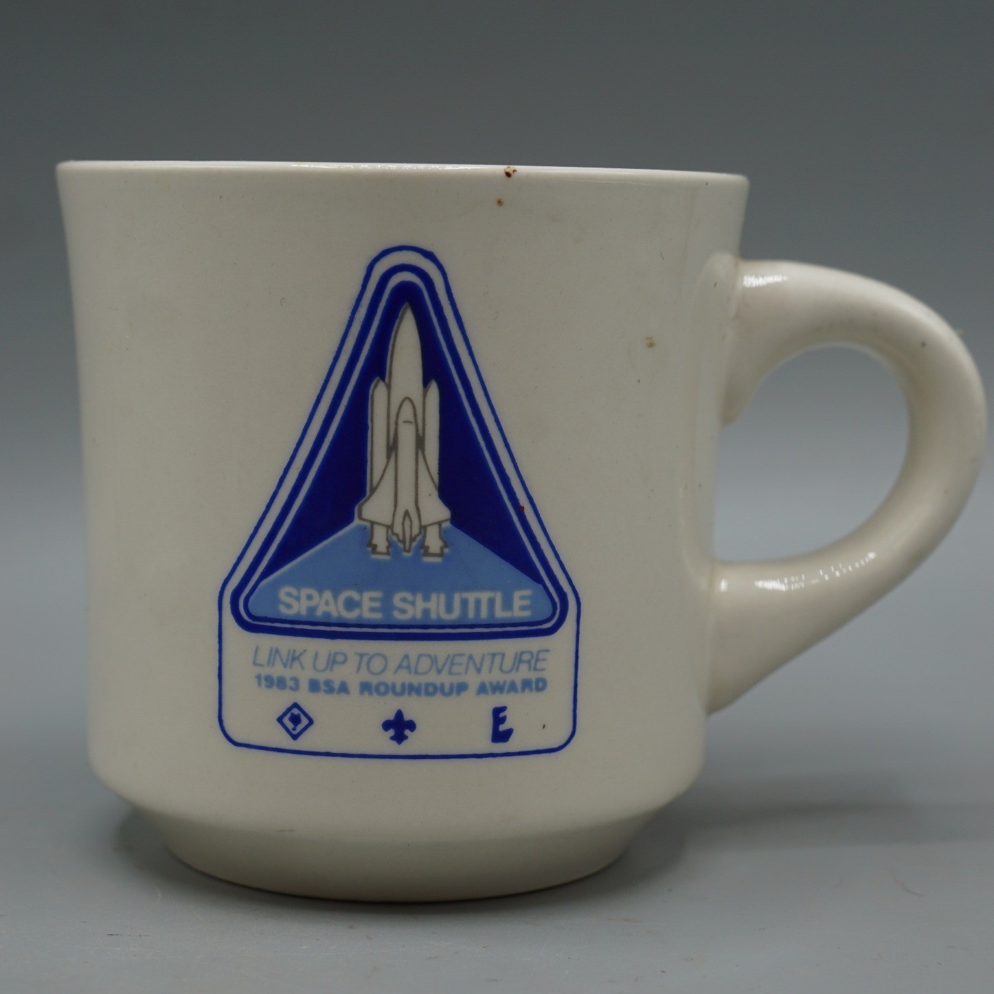Vtg 1983 BSA Roundup Award Space Shuttle Coffee Mug Boy Scouts NASA Memorabilia Vtg 1983 BSA Roundup Award Space Shuttle Coffee Mug Boy Scouts NASA Memorabilia