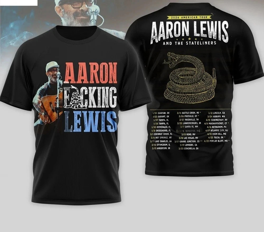 NEW Aaron Lewis 2026 American Tour All Size 3D T Shirt NP248 NEW Aaron Lewis 2026 American Tour All Size 3D T Shirt NP248