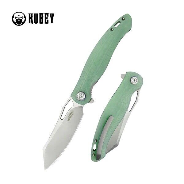 Kubey Drake Folding Knife Jade G10 Handle AUS-10 Tanto Point Plain Edge KU239I